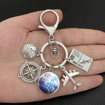 Zemljina ravnina, privjesak za ključeve, zemaljski kompas, memorijalni privjesak za ključeve, dar za ljubitelje putovanja