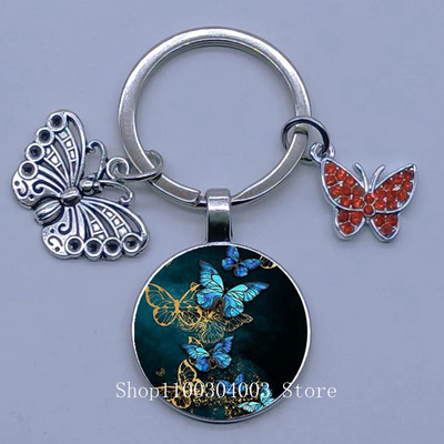 Naujas drugelio rašto raktų pakabukas Spalvingas deimantinis drugelis pakabukas raktų pakabukas stiklinis kabošonas moteriškas madingas automobilio krepšio raktų pakabukas