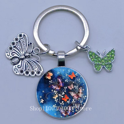 Naujas drugelio rašto raktų pakabukas Spalvingas deimantinis drugelis pakabukas raktų pakabukas stiklinis kabošonas moteriškas madingas automobilio krepšio raktų pakabukas