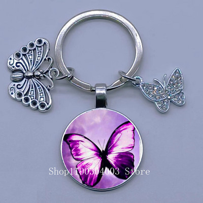 Naujas drugelio rašto raktų pakabukas Spalvingas deimantinis drugelis pakabukas raktų pakabukas stiklinis kabošonas moteriškas madingas automobilio krepšio raktų pakabukas