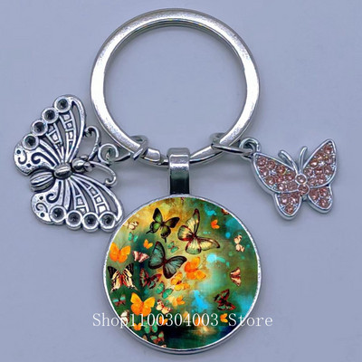 Naujas drugelio rašto raktų pakabukas Spalvingas deimantinis drugelis pakabukas raktų pakabukas stiklinis kabošonas moteriškas madingas automobilio krepšio raktų pakabukas