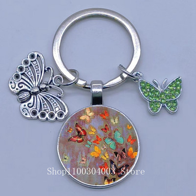 Naujas drugelio rašto raktų pakabukas Spalvingas deimantinis drugelis pakabukas raktų pakabukas stiklinis kabošonas moteriškas madingas automobilio krepšio raktų pakabukas