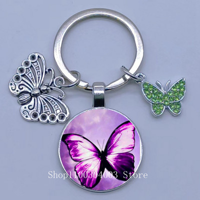 Naujas drugelio rašto raktų pakabukas Spalvingas deimantinis drugelis pakabukas raktų pakabukas stiklinis kabošonas moteriškas madingas automobilio krepšio raktų pakabukas