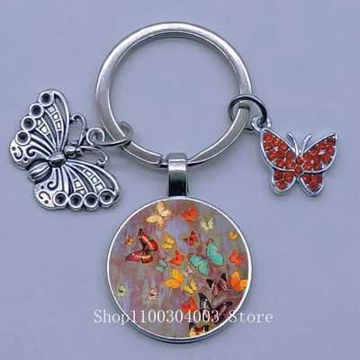 Naujas drugelio rašto raktų pakabukas Spalvingas deimantinis drugelis pakabukas raktų pakabukas stiklinis kabošonas moteriškas madingas automobilio krepšio raktų pakabukas