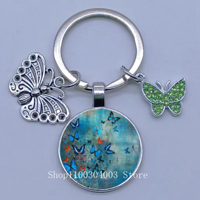 Naujas drugelio rašto raktų pakabukas Spalvingas deimantinis drugelis pakabukas raktų pakabukas stiklinis kabošonas moteriškas madingas automobilio krepšio raktų pakabukas