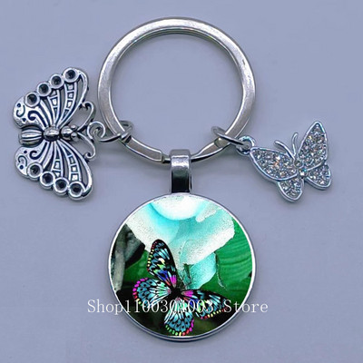 Naujas drugelio rašto raktų pakabukas Spalvingas deimantinis drugelis pakabukas raktų pakabukas stiklinis kabošonas moteriškas madingas automobilio krepšio raktų pakabukas