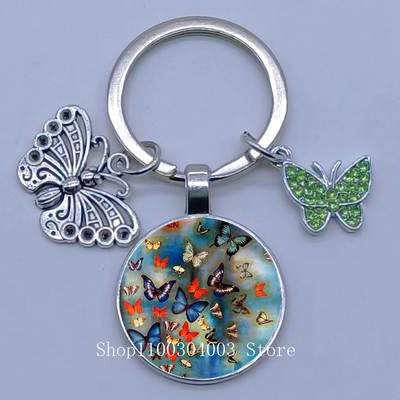 Naujas drugelio rašto raktų pakabukas Spalvingas deimantinis drugelis pakabukas raktų pakabukas stiklinis kabošonas moteriškas madingas automobilio krepšio raktų pakabukas