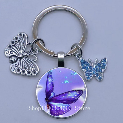 Naujas drugelio rašto raktų pakabukas Spalvingas deimantinis drugelis pakabukas raktų pakabukas stiklinis kabošonas moteriškas madingas automobilio krepšio raktų pakabukas