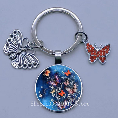 Naujas drugelio rašto raktų pakabukas Spalvingas deimantinis drugelis pakabukas raktų pakabukas stiklinis kabošonas moteriškas madingas automobilio krepšio raktų pakabukas