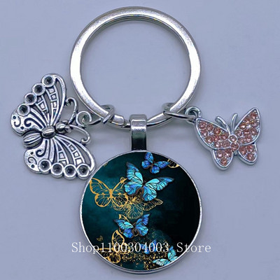 Naujas drugelio rašto raktų pakabukas Spalvingas deimantinis drugelis pakabukas raktų pakabukas stiklinis kabošonas moteriškas madingas automobilio krepšio raktų pakabukas