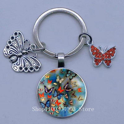 Naujas drugelio rašto raktų pakabukas Spalvingas deimantinis drugelis pakabukas raktų pakabukas stiklinis kabošonas moteriškas madingas automobilio krepšio raktų pakabukas