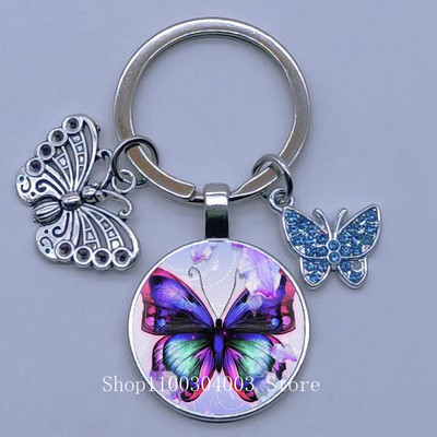 Naujas drugelio rašto raktų pakabukas Spalvingas deimantinis drugelis pakabukas raktų pakabukas stiklinis kabošonas moteriškas madingas automobilio krepšio raktų pakabukas