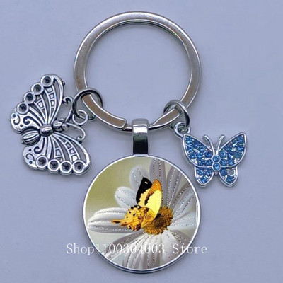 Naujas drugelio rašto raktų pakabukas Spalvingas deimantinis drugelis pakabukas raktų pakabukas stiklinis kabošonas moteriškas madingas automobilio krepšio raktų pakabukas