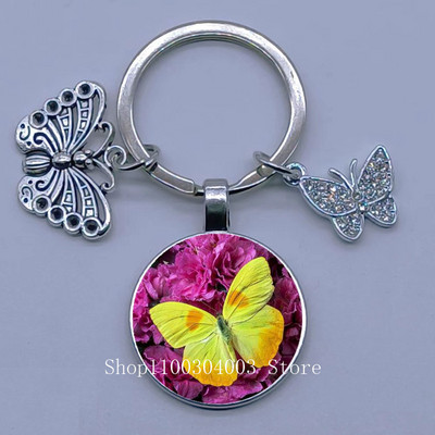 Naujas drugelio rašto raktų pakabukas Spalvingas deimantinis drugelis pakabukas raktų pakabukas stiklinis kabošonas moteriškas madingas automobilio krepšio raktų pakabukas