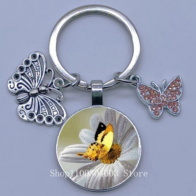 Naujas drugelio rašto raktų pakabukas Spalvingas deimantinis drugelis pakabukas raktų pakabukas stiklinis kabošonas moteriškas madingas automobilio krepšio raktų pakabukas