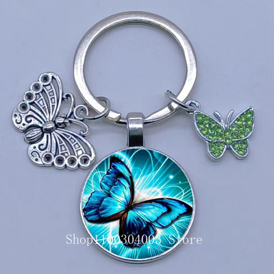 Naujas drugelio rašto raktų pakabukas Spalvingas deimantinis drugelis pakabukas raktų pakabukas stiklinis kabošonas moteriškas madingas automobilio krepšio raktų pakabukas