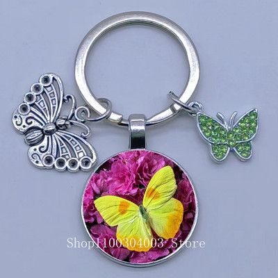 Naujas drugelio rašto raktų pakabukas Spalvingas deimantinis drugelis pakabukas raktų pakabukas stiklinis kabošonas moteriškas madingas automobilio krepšio raktų pakabukas