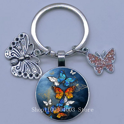 Naujas drugelio rašto raktų pakabukas Spalvingas deimantinis drugelis pakabukas raktų pakabukas stiklinis kabošonas moteriškas madingas automobilio krepšio raktų pakabukas