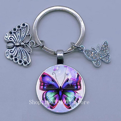 Naujas drugelio rašto raktų pakabukas Spalvingas deimantinis drugelis pakabukas raktų pakabukas stiklinis kabošonas moteriškas madingas automobilio krepšio raktų pakabukas