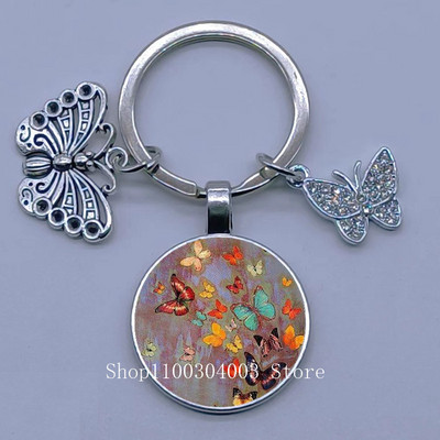 Naujas drugelio rašto raktų pakabukas Spalvingas deimantinis drugelis pakabukas raktų pakabukas stiklinis kabošonas moteriškas madingas automobilio krepšio raktų pakabukas