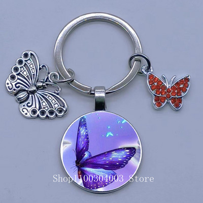 Naujas drugelio rašto raktų pakabukas Spalvingas deimantinis drugelis pakabukas raktų pakabukas stiklinis kabošonas moteriškas madingas automobilio krepšio raktų pakabukas