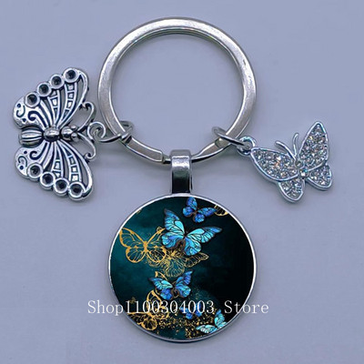 Naujas drugelio rašto raktų pakabukas Spalvingas deimantinis drugelis pakabukas raktų pakabukas stiklinis kabošonas moteriškas madingas automobilio krepšio raktų pakabukas