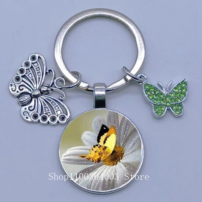 Naujas drugelio rašto raktų pakabukas Spalvingas deimantinis drugelis pakabukas raktų pakabukas stiklinis kabošonas moteriškas madingas automobilio krepšio raktų pakabukas