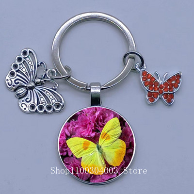 Naujas drugelio rašto raktų pakabukas Spalvingas deimantinis drugelis pakabukas raktų pakabukas stiklinis kabošonas moteriškas madingas automobilio krepšio raktų pakabukas