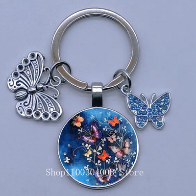 Naujas drugelio rašto raktų pakabukas Spalvingas deimantinis drugelis pakabukas raktų pakabukas stiklinis kabošonas moteriškas madingas automobilio krepšio raktų pakabukas