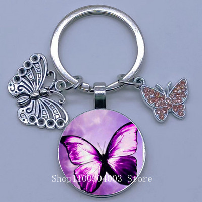 Naujas drugelio rašto raktų pakabukas Spalvingas deimantinis drugelis pakabukas raktų pakabukas stiklinis kabošonas moteriškas madingas automobilio krepšio raktų pakabukas