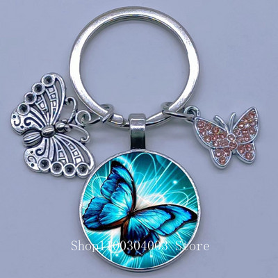 Naujas drugelio rašto raktų pakabukas Spalvingas deimantinis drugelis pakabukas raktų pakabukas stiklinis kabošonas moteriškas madingas automobilio krepšio raktų pakabukas