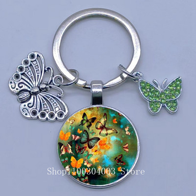 Naujas drugelio rašto raktų pakabukas Spalvingas deimantinis drugelis pakabukas raktų pakabukas stiklinis kabošonas moteriškas madingas automobilio krepšio raktų pakabukas