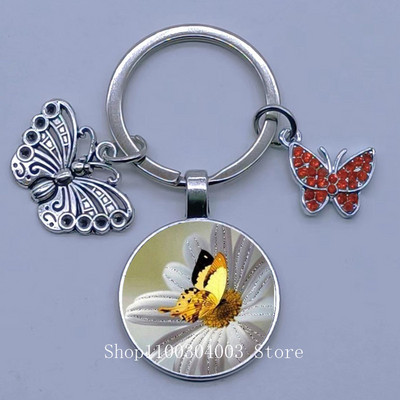 Naujas drugelio rašto raktų pakabukas Spalvingas deimantinis drugelis pakabukas raktų pakabukas stiklinis kabošonas moteriškas madingas automobilio krepšio raktų pakabukas