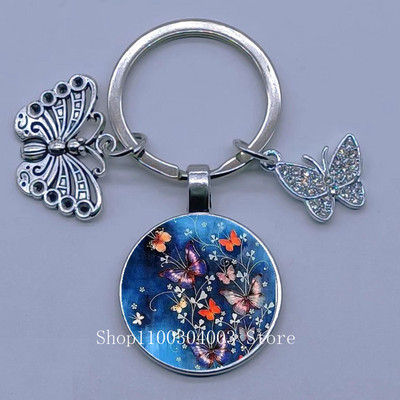 Naujas drugelio rašto raktų pakabukas Spalvingas deimantinis drugelis pakabukas raktų pakabukas stiklinis kabošonas moteriškas madingas automobilio krepšio raktų pakabukas