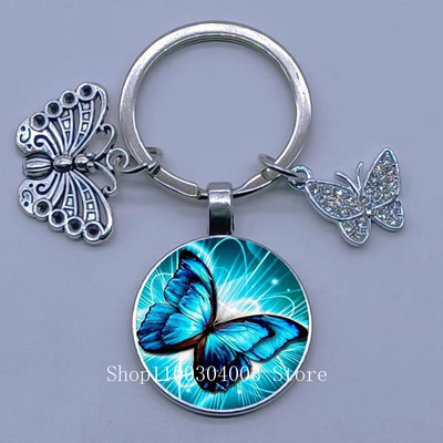 Naujas drugelio rašto raktų pakabukas Spalvingas deimantinis drugelis pakabukas raktų pakabukas stiklinis kabošonas moteriškas madingas automobilio krepšio raktų pakabukas