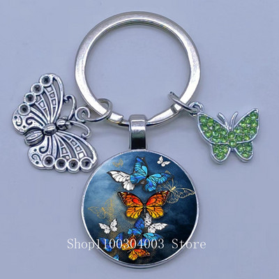 Naujas drugelio rašto raktų pakabukas Spalvingas deimantinis drugelis pakabukas raktų pakabukas stiklinis kabošonas moteriškas madingas automobilio krepšio raktų pakabukas