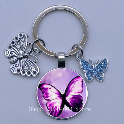 Naujas drugelio rašto raktų pakabukas Spalvingas deimantinis drugelis pakabukas raktų pakabukas stiklinis kabošonas moteriškas madingas automobilio krepšio raktų pakabukas