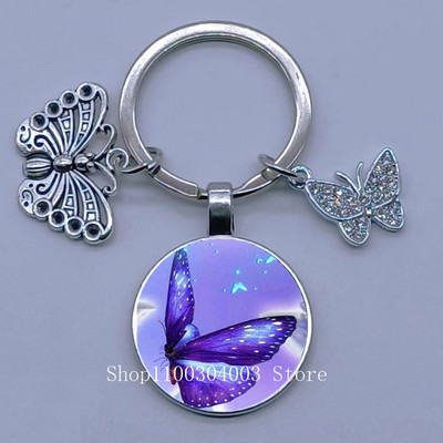 Naujas drugelio rašto raktų pakabukas Spalvingas deimantinis drugelis pakabukas raktų pakabukas stiklinis kabošonas moteriškas madingas automobilio krepšio raktų pakabukas