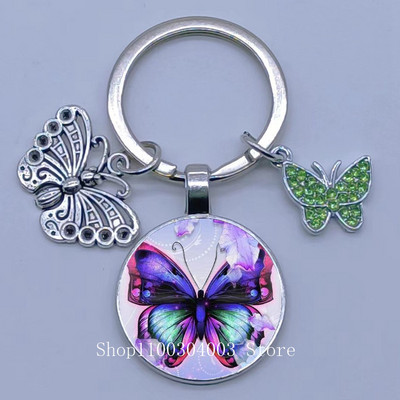 Naujas drugelio rašto raktų pakabukas Spalvingas deimantinis drugelis pakabukas raktų pakabukas stiklinis kabošonas moteriškas madingas automobilio krepšio raktų pakabukas