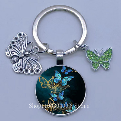 Naujas drugelio rašto raktų pakabukas Spalvingas deimantinis drugelis pakabukas raktų pakabukas stiklinis kabošonas moteriškas madingas automobilio krepšio raktų pakabukas