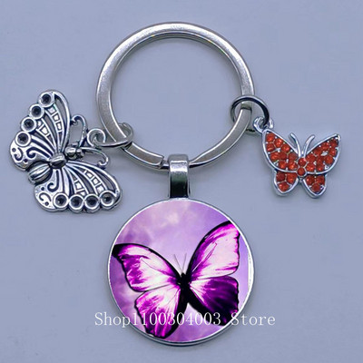 Naujas drugelio rašto raktų pakabukas Spalvingas deimantinis drugelis pakabukas raktų pakabukas stiklinis kabošonas moteriškas madingas automobilio krepšio raktų pakabukas