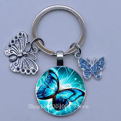 Naujas drugelio rašto raktų pakabukas Spalvingas deimantinis drugelis pakabukas raktų pakabukas stiklinis kabošonas moteriškas madingas automobilio krepšio raktų pakabukas