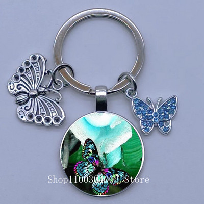 Naujas drugelio rašto raktų pakabukas Spalvingas deimantinis drugelis pakabukas raktų pakabukas stiklinis kabošonas moteriškas madingas automobilio krepšio raktų pakabukas