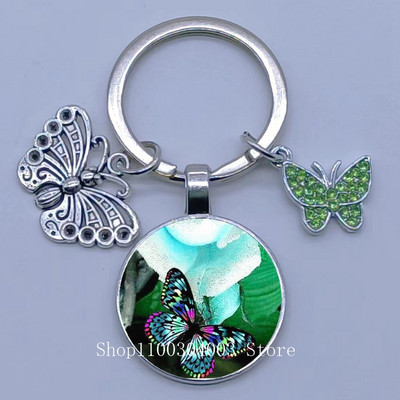 Naujas drugelio rašto raktų pakabukas Spalvingas deimantinis drugelis pakabukas raktų pakabukas stiklinis kabošonas moteriškas madingas automobilio krepšio raktų pakabukas