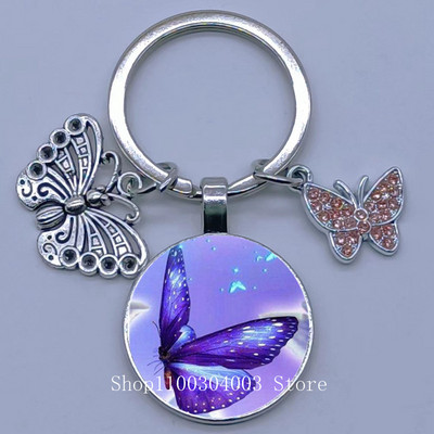Naujas drugelio rašto raktų pakabukas Spalvingas deimantinis drugelis pakabukas raktų pakabukas stiklinis kabošonas moteriškas madingas automobilio krepšio raktų pakabukas