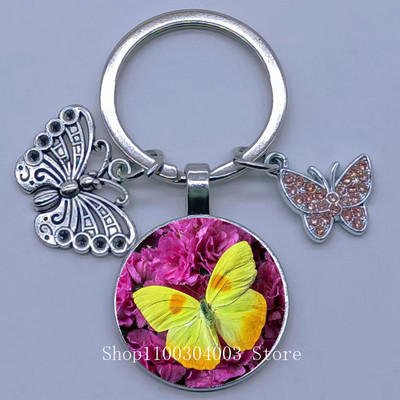 Naujas drugelio rašto raktų pakabukas Spalvingas deimantinis drugelis pakabukas raktų pakabukas stiklinis kabošonas moteriškas madingas automobilio krepšio raktų pakabukas