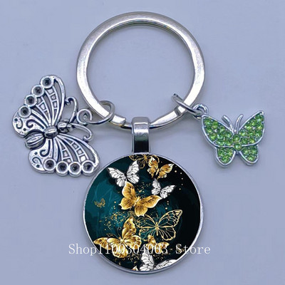 Naujas drugelio rašto raktų pakabukas Spalvingas deimantinis drugelis pakabukas raktų pakabukas stiklinis kabošonas moteriškas madingas automobilio krepšio raktų pakabukas