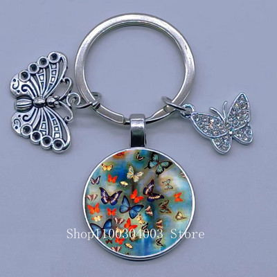 Naujas drugelio rašto raktų pakabukas Spalvingas deimantinis drugelis pakabukas raktų pakabukas stiklinis kabošonas moteriškas madingas automobilio krepšio raktų pakabukas