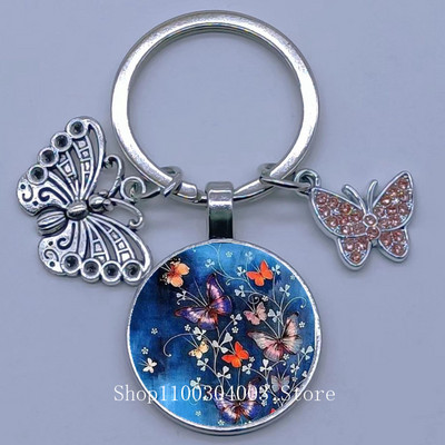 Naujas drugelio rašto raktų pakabukas Spalvingas deimantinis drugelis pakabukas raktų pakabukas stiklinis kabošonas moteriškas madingas automobilio krepšio raktų pakabukas