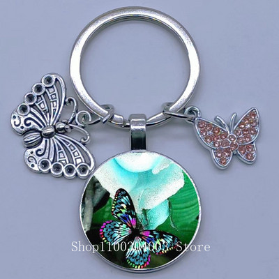 Naujas drugelio rašto raktų pakabukas Spalvingas deimantinis drugelis pakabukas raktų pakabukas stiklinis kabošonas moteriškas madingas automobilio krepšio raktų pakabukas